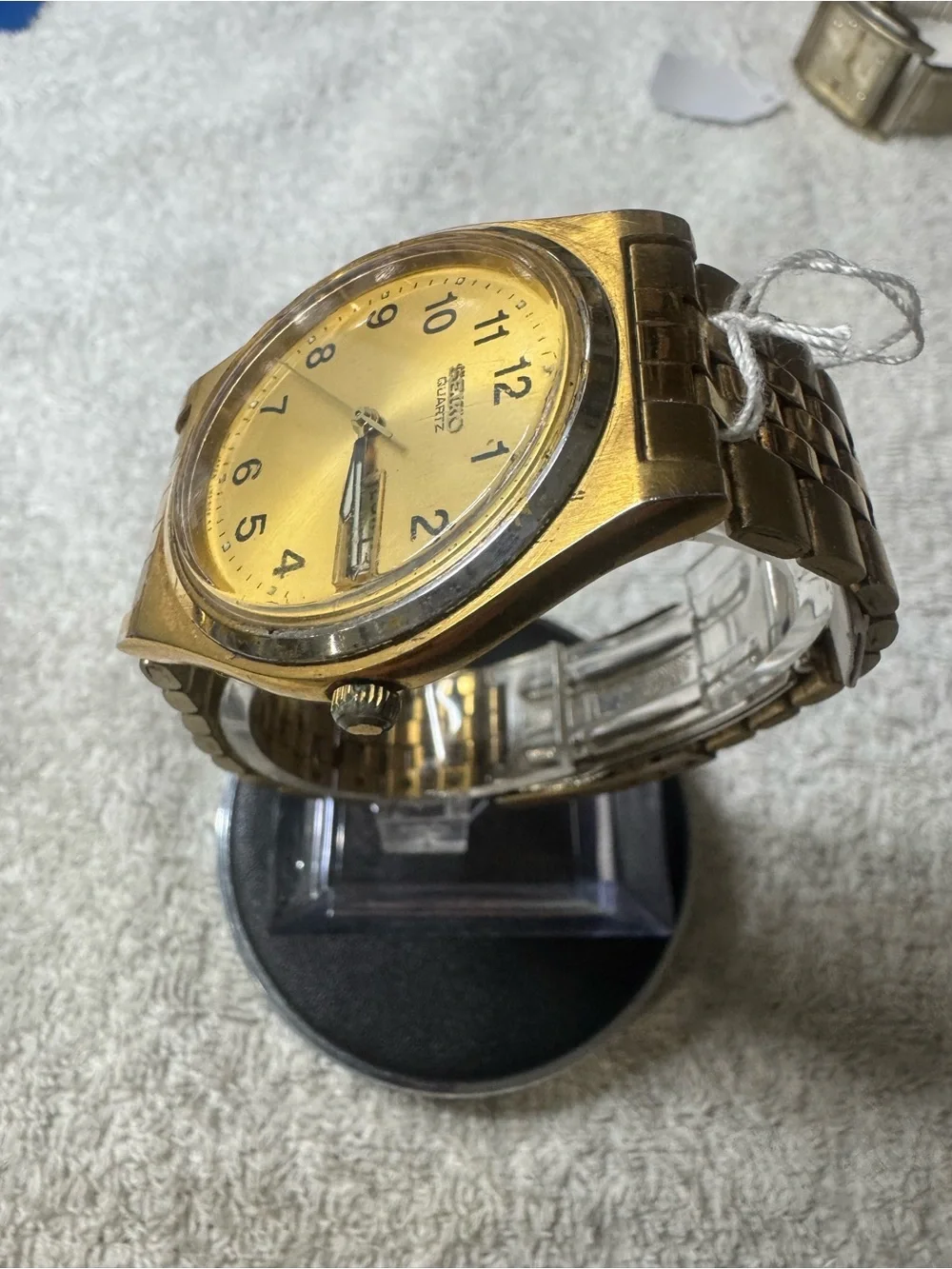 Seiko Gold Tone Quartz Watch with Black Numerals